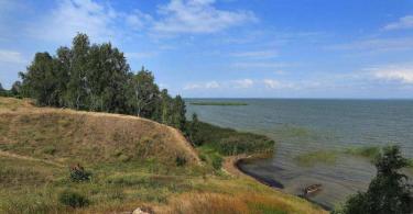 Lakes of Omsk What is the name of the river flowing out of Lake Saltaim